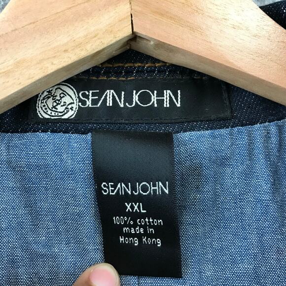 New Sean John Denim Blazer Jacket Embroidered Tiger Mens Size XXL Y2K - Picture 3 of 10